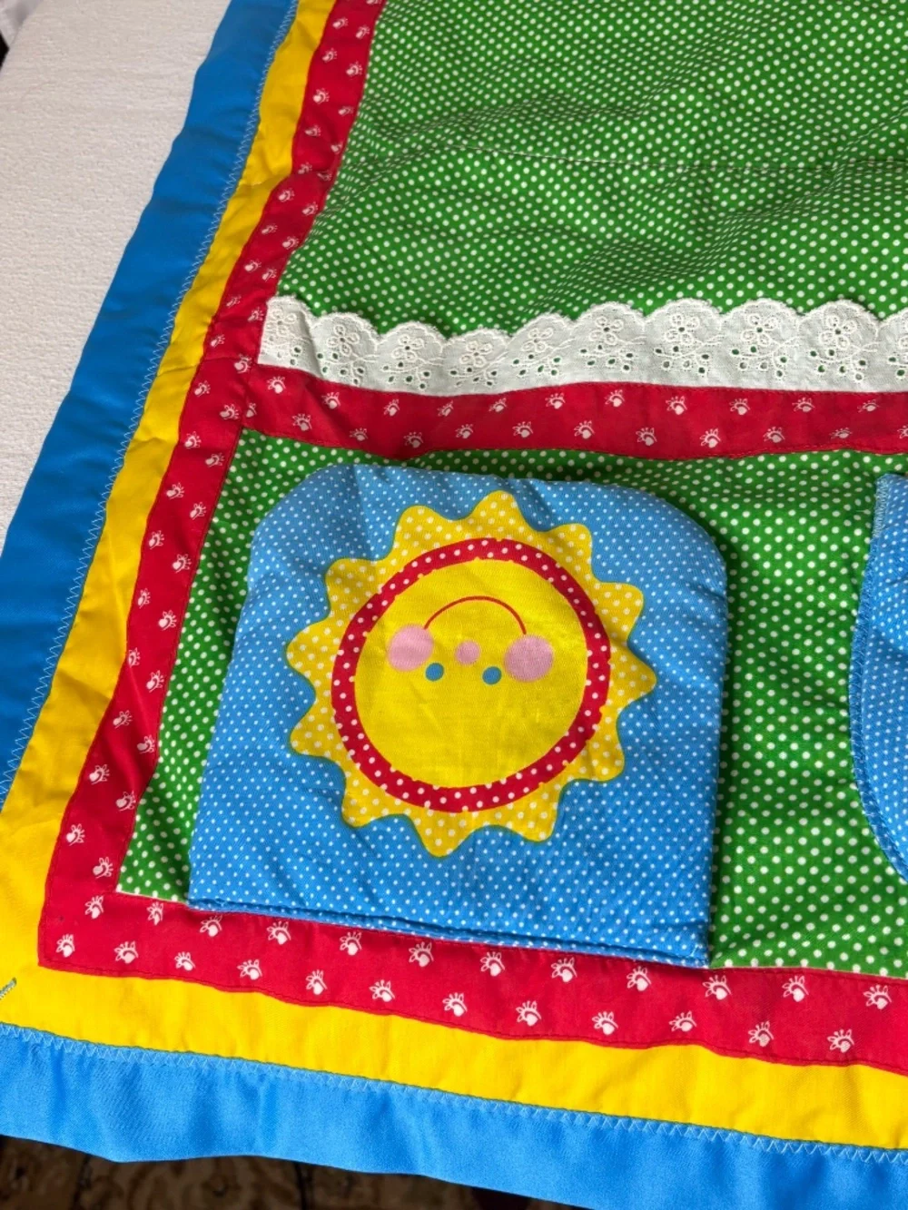 Vintage 1985 Playskool Fold N Go Activity Quilt Mat Baby Toddler Toy 1980s
